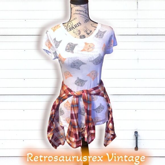 Bundle Deal! Wound Up Cat Tee Shirt /  RNB Plaid Flannel Back to School Bundle - Picture 7 of 9